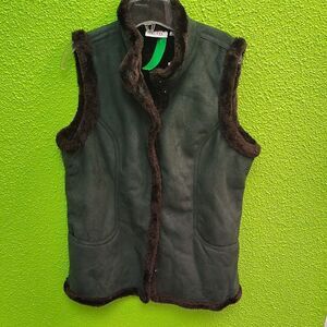 Denim&Co Green and Brown Vest